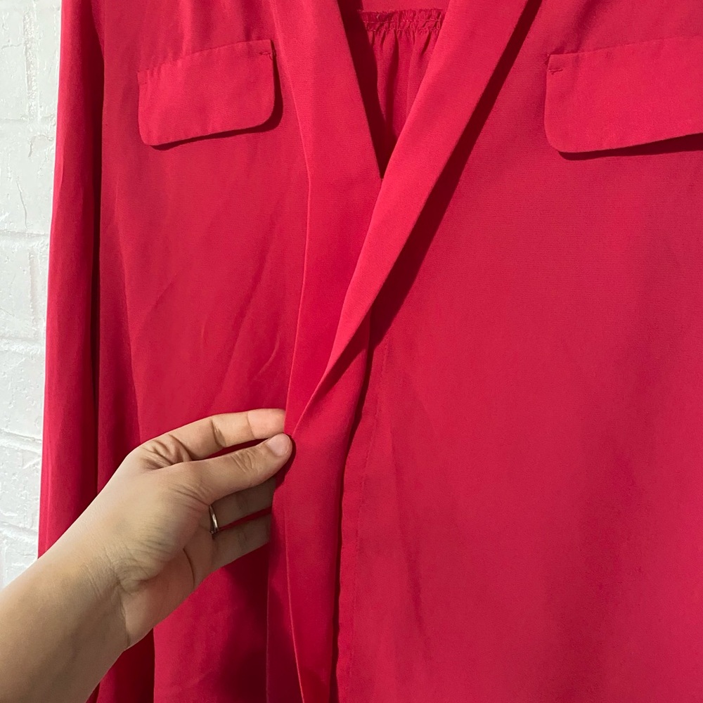Candie's Raspberry Color Embellished Collar Blouse - Picture 7 of 14